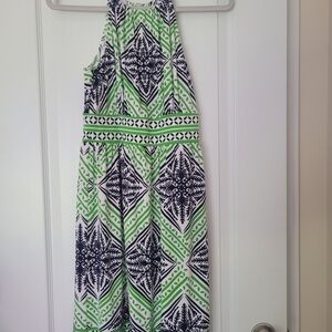 London Times Green and Black Midi Dress